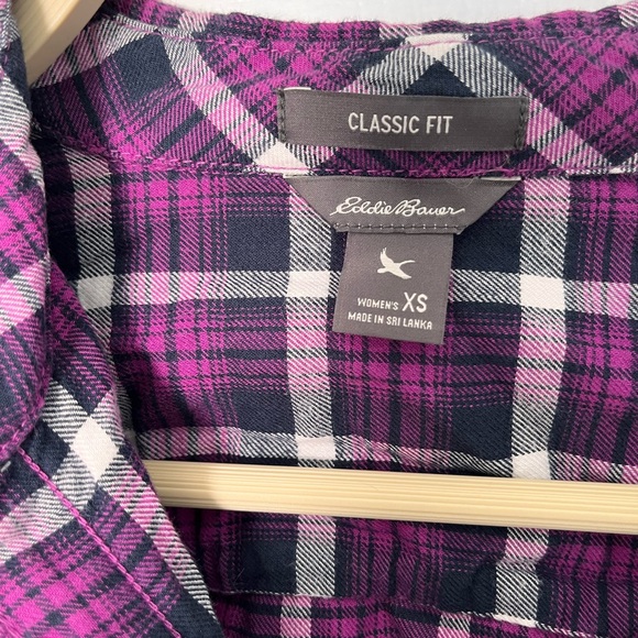 Eddie Bauer plaid button-up shirt - extra small - purple/pink - Picture 6 of 7